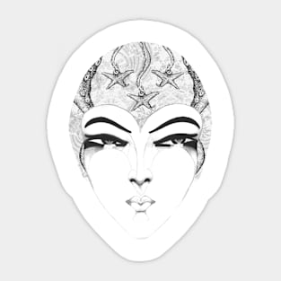 Vintage Deco Woman with Sealife Sticker